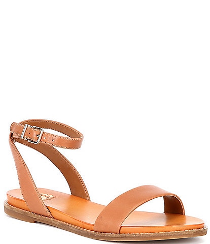 GB Sun-Setter Banded Flat Ankle Strap Leather Sandals