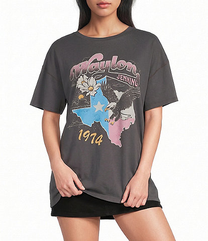 GB Waylon Jennings Texas Oversized Western Graphic Tee