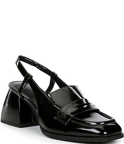 GB Work-Wife Shiny Slingback Heeled Loafers