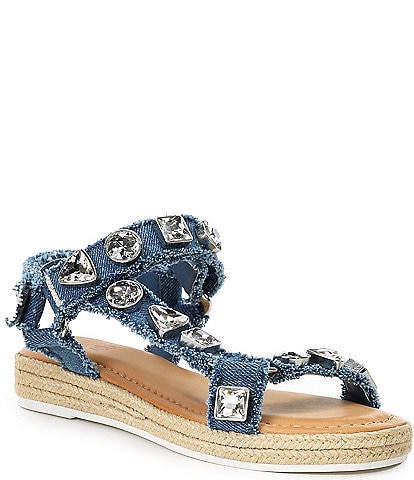 GB x DANNIJO Girls' Gia Denim Jewel Embellished Espadrille Platform Sandals (Toddler)