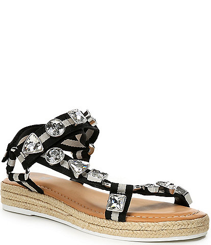 GB x DANNIJO Girls' Gia Jewel Embellished Espadrille Platform Striped Sandals (Toddler)