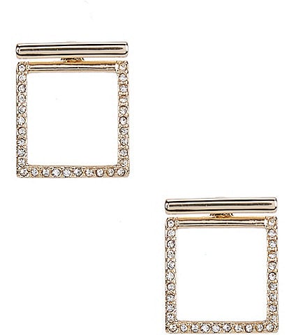Gemma Layne Bar Pave Stone Square Front Back Earrings