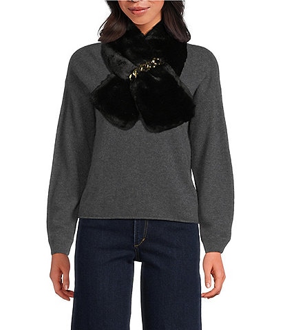 Gemma Layne Chain Pull Through Faux Fur Neck Wrap