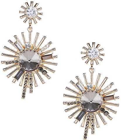 Gemma Layne Crystal Multi Sunburst Metal Drop Earrings