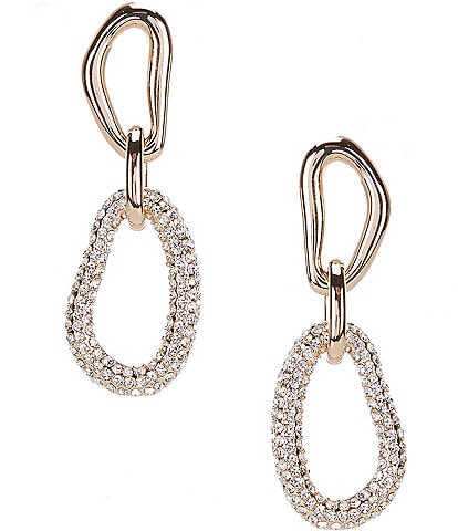 Gemma Layne Crystal Pave Large Wavy Link Mismatched Drop Earrings