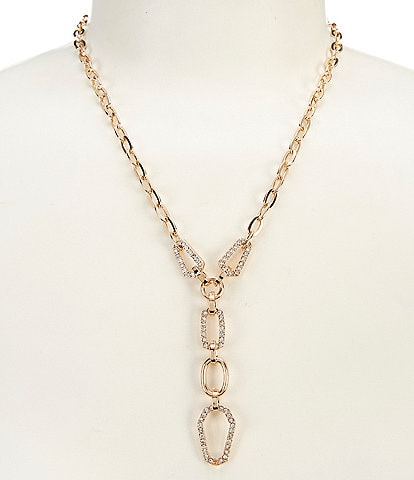 Gemma Layne Crystal Pave Link Chain Oval Drop Y Necklace