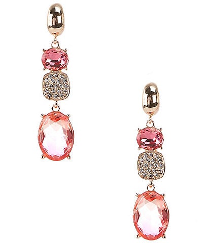 Gemma Layne Crystal Pave Rose Ombre Oval Stone Linear Earrings