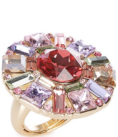 Gemma Layne Crystal Round Open Metal Multi Color Stone Adjustable Ring