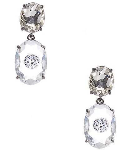 Gemma Layne Crystal Stone Double Oval Drop Earrings