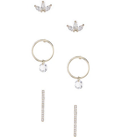 Gemma Layne Crystal Cubic Zirconia Gold Tone Stud Earring Set