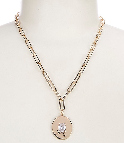 Gemma Layne Delicate Chain with Stone Disc Short Pendant Necklace