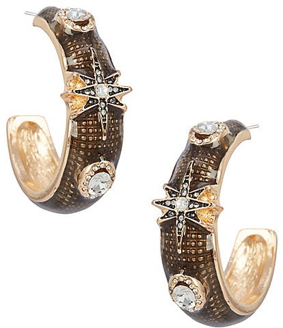Gemma Layne Enamel Pave Resin Star Hoop Earrings