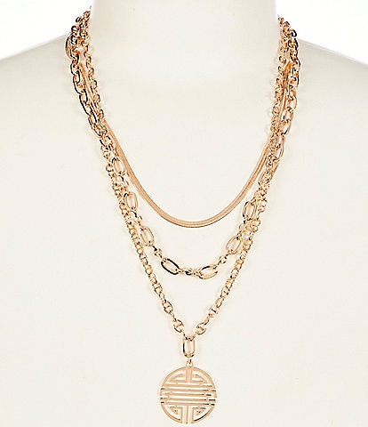 Gemma Layne Geometric Pendant Short Multi Strand Necklace