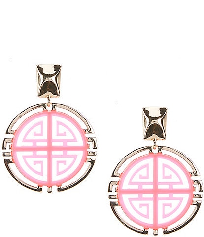 Gemma Layne Geometric Resin Inset Cutout Orbital Drop Earrings