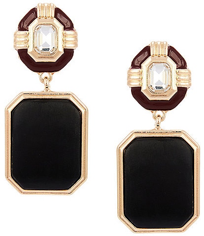 Gemma Layne Inset Stone Post Square Drop Earring