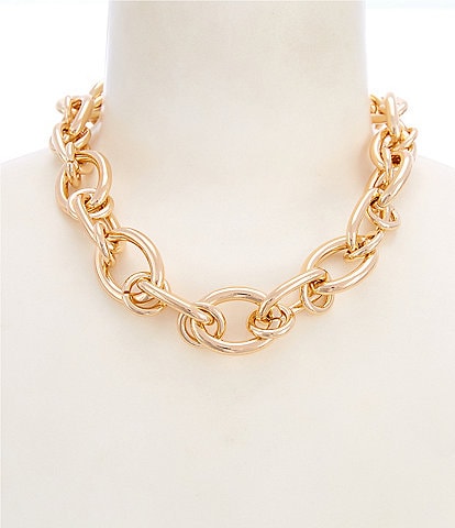Gemma Layne Large Oval Link Chain Statement Collar Necklace