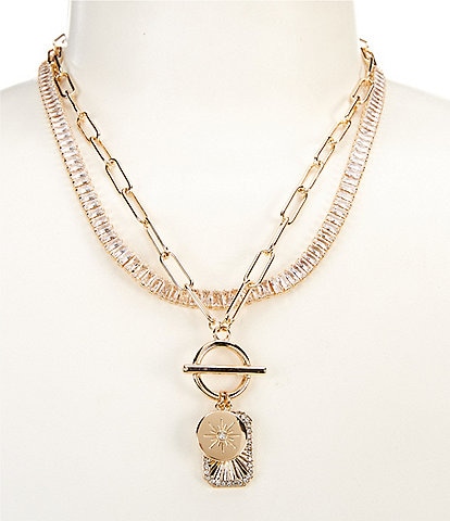 Gemma Layne Layered with Stones and Tag Short Multi-Strand Necklace