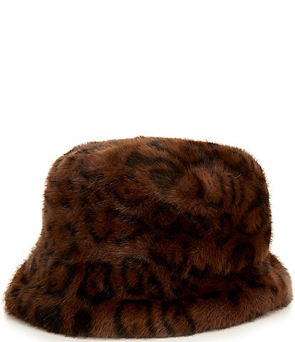 Gemma Layne Leopard Faux Fur Bucket Hat