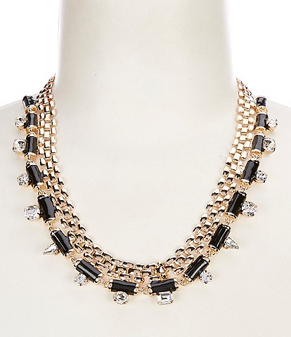 Gemma Layne Link Stone with Black Bars Statement Necklace