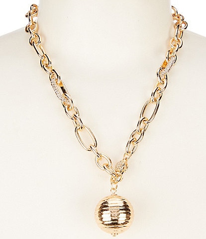 Gemma Layne Link with Textured Ball Short Pendant Necklace