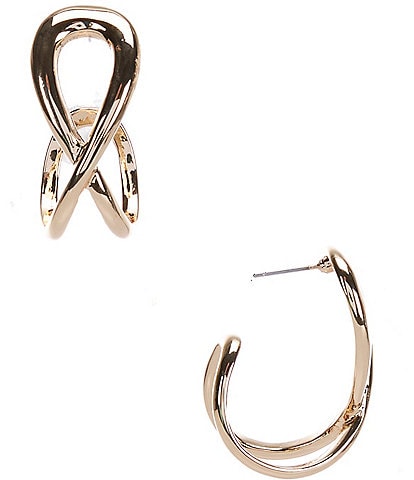 Gemma Layne Metal Polished Infinity Medium Hoop Earrings