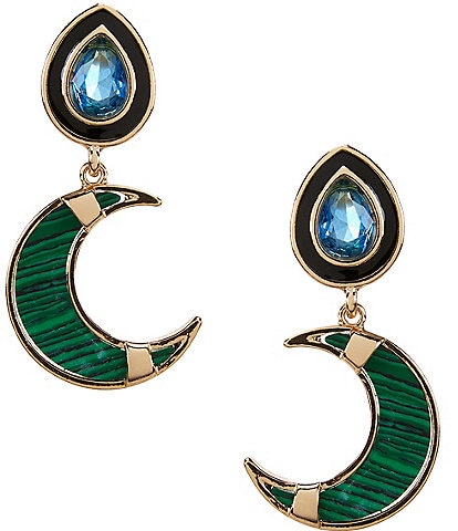 Gemma Layne Moon Drop Inset Stone Drop Earrings