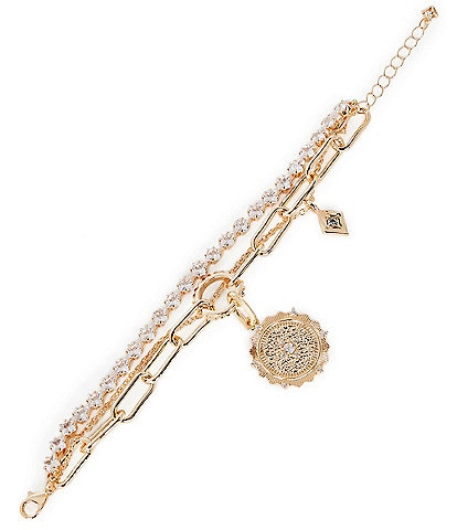 Gemma Layne Multi Chain Compass Pendant Line Bracelet