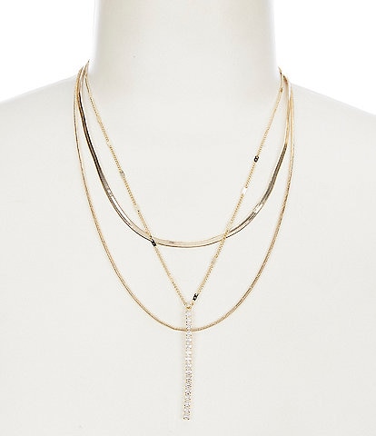 Gemma Layne Multi Chain Crystal Rhinestone Drop Y Necklace