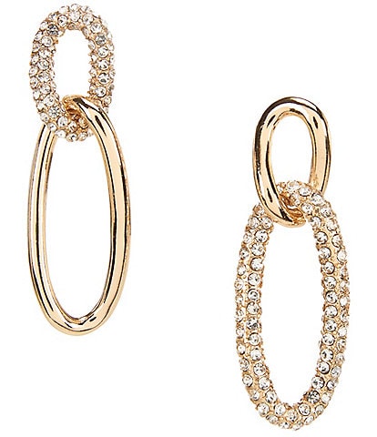Gemma Layne Oval Link Rhinestone Pave Mismatched Drop Earrings