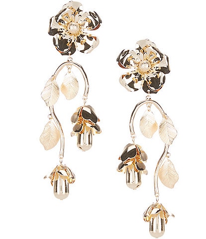 Gemma Layne Oversized Metal Flower Drop Statement Earrings