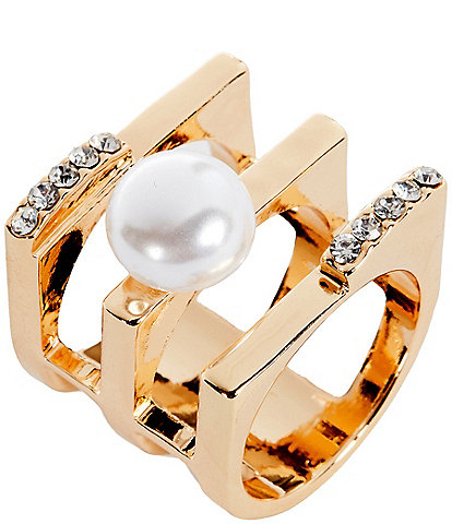 Gemma Layne Pave and Pearl Bar Statement Ring