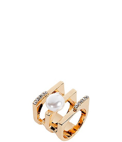 Gemma Layne Pave and Pearl Bar Statement Ring