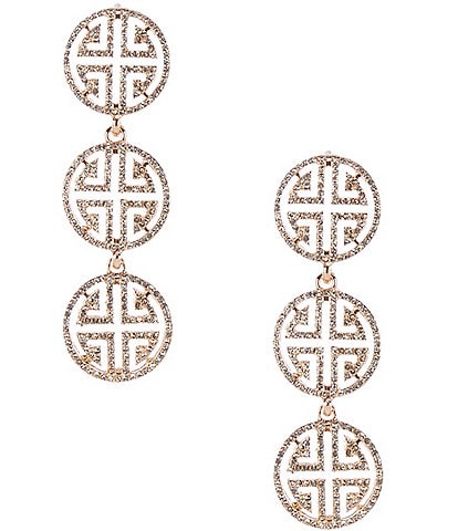 Gemma Layne Pave Rhinestone Geometric Cutout Trip Drop Earrings