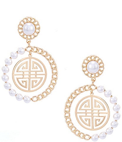 Gemma Layne Pearl Geo Drop Earrings