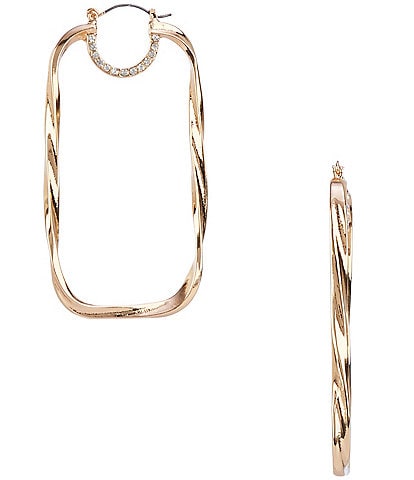 Gemma Layne Rectangle Rhinestone Hoop Earrings