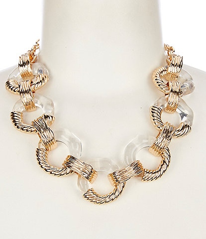 Gemma Layne Resin and Gold Organic Link Statement Necklace