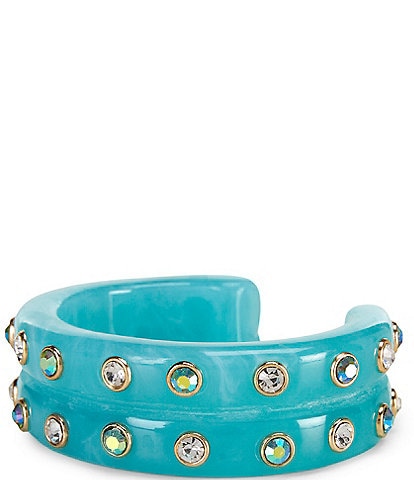 Gemma Layne Resin Rhinestone Thick Cuff Statement Bracelet