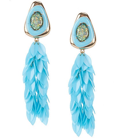 Gemma Layne Sequin Tassels Organic Stone Inset Drop Earrings