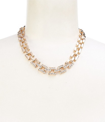 Gemma Layne Square Link Collar Necklace with Pave