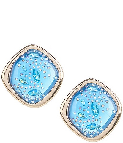 Gemma Layne Square Resin Stud Inset Stone Earrings