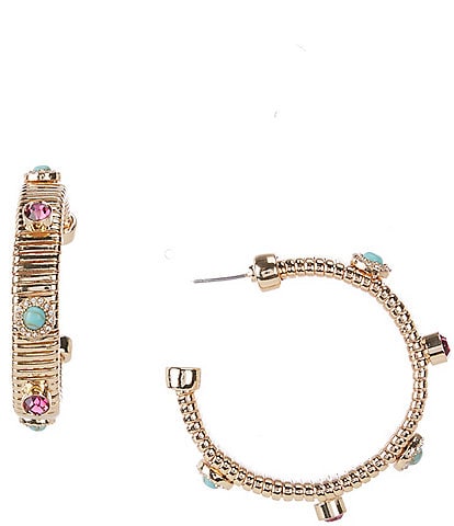 Gemma Layne Stone Metal Hoop Earrings