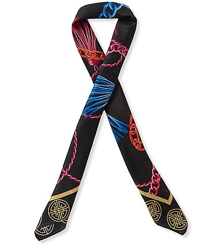 Gemma Layne Tassel Print Silk Square Scarf