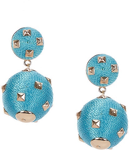 Gemma Layne Thread Wrapped Ball with Studs Drop Earrings