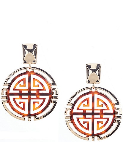 Gemma Layne Tortoise Geometric Inset Orbital Drop Earrings