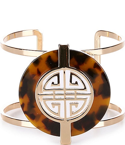 Gemma Layne Tortoise Geometric Statement Cuff Bracelet