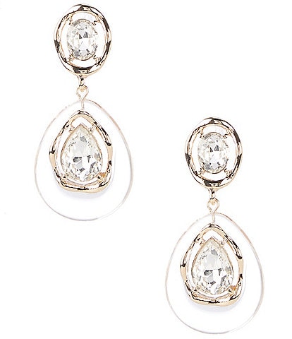 Gemma Layne Wavy Metal Edge Double Crystal Stone Orbital Drop Earrings