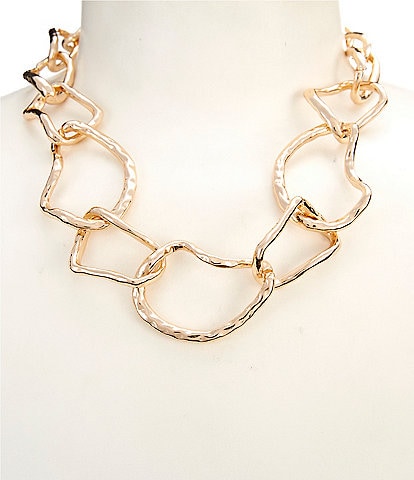 Gemma Layne Wavy Metal Irregular Link Chain Collar Necklace
