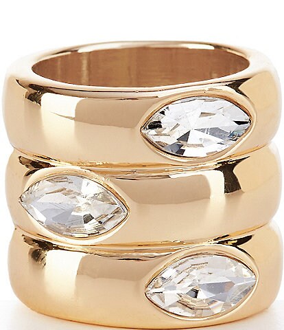 Wide Wavy Rhinestone Statement Ring