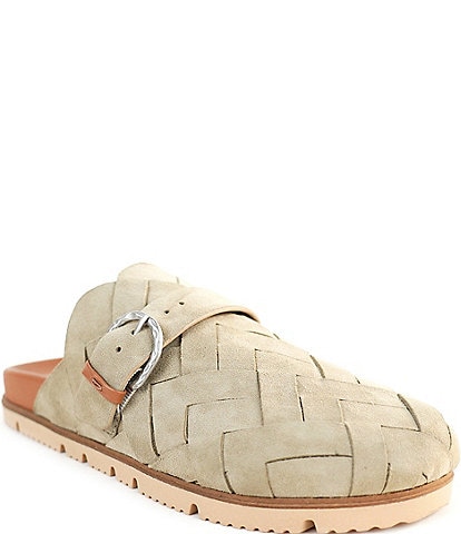  Bahari Woven Suede Buckle Strap Mules