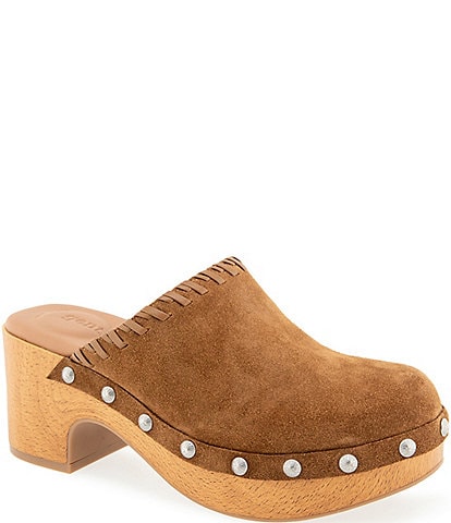 Gentle Souls Daphine Suede Platform Studded Clogs